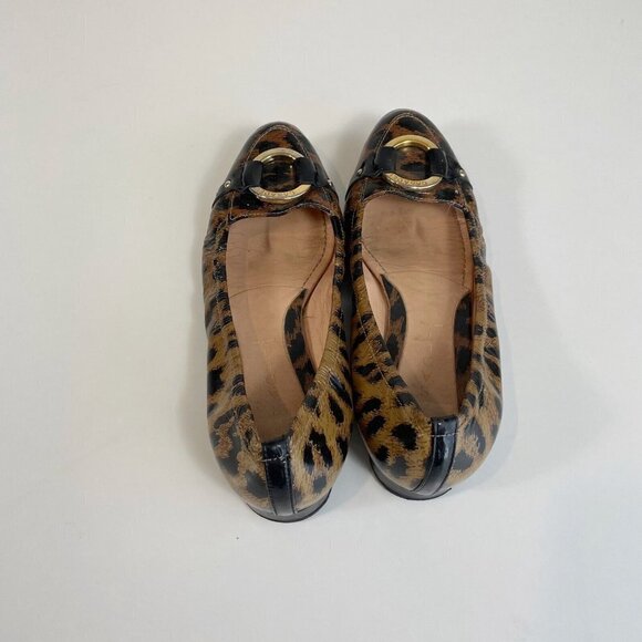 Casadei Womens Leopard Shoes Patent Leather Gold Tone Ring Brown 8 Animal Print - Picture 7 of 13